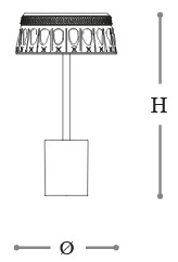 Dimensiones de la Lámpara de Mesa Ester Opera Italamp